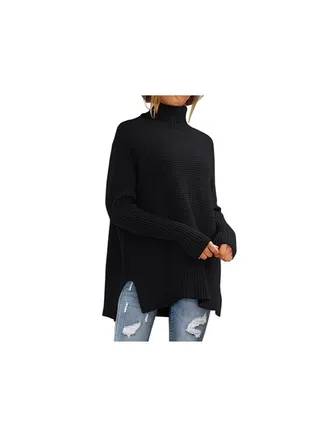 Trendy Oversized Turtleneck Sweater for Women Long Knitted Cozy Pullover Sweaters 
