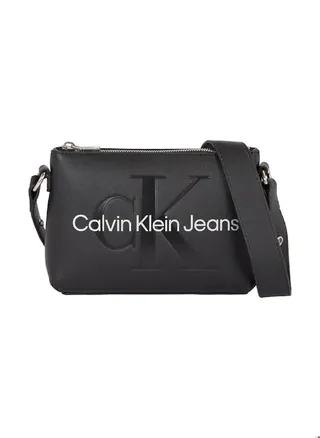 Women's Crossbody Bag -  smooth faux leather, Black 