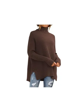 Trendy Oversized Turtleneck Sweater for Women Long Knitted Cozy Pullover Sweaters 