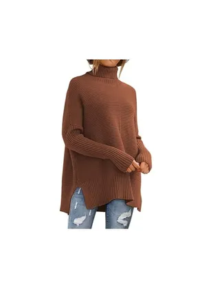 Trendy Oversized Turtleneck Sweater for Women Long Knitted Cozy Pullover Sweaters 