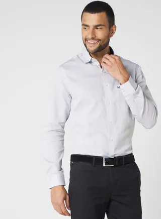 Classic Self Design Pure Cotton Slim Fit Formal Shirt 
