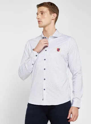 Classic Slim Fit Micro Ditsy Printed Casual Shirt 