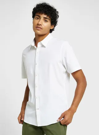 Thomas Scott Classic Slim Fit 4 Way Stretch Spread Collar Casual Shirt 