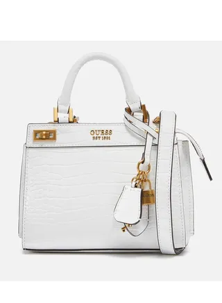 Guess Women's Katey Croc Mini Satchel - White 