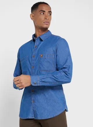 Thomas Scott Men Blue Smart Slim Fit Opaque Casual Shirt 