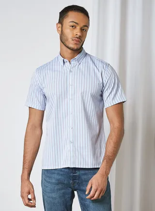 Solid Short Sleeve Shirt Striped 