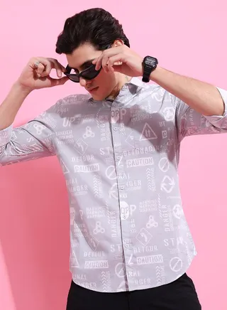 All Over Graphic Print Slim Fit Shirt 