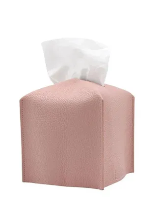 Decorative PU Leather Tissue Box Holder, Modern Square Tissue Box Organizer for Bathroom Vanity Countertop, Night Stand, Bedroom Dresser, Office Desk, Car . 