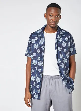 Floral Print Shirt Blue 