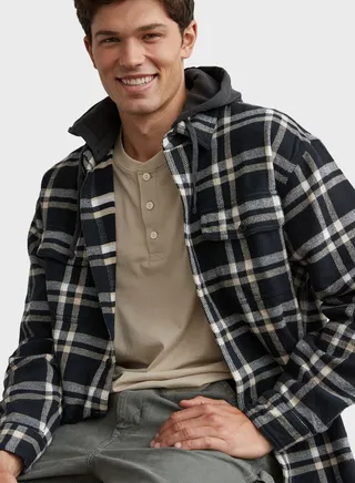Checked Hooded Shirt