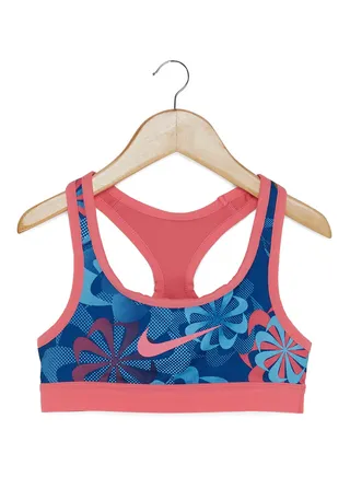 Kids Pro Classic All Over Print Sports Bra Gym Blue/Pink Nebula 