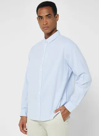 Long Sleeve Seersucker Stripe Shirt 