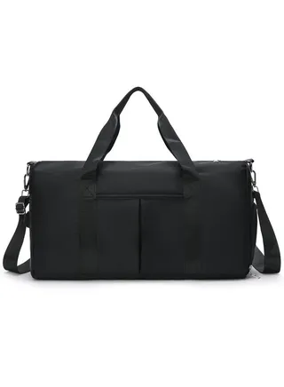 Gym Bag for Women and Men, Waterproof Small Sports Duffel Bag with Wet Bag and Shoe Compartment, Travel Duffel Bag, Weekender Overnight Bag, Hospital Bag, Carry on Bag, Swimming Bag, Beach Bag (black) 