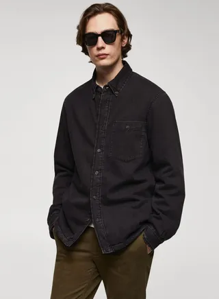 Flap Pocket Regular Fit Denim Shirt 