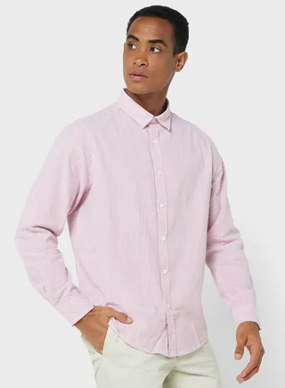 Long Sleeve Seersucker Stripe Shirt 