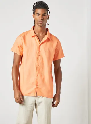 Casual Collar Shirt Orange 