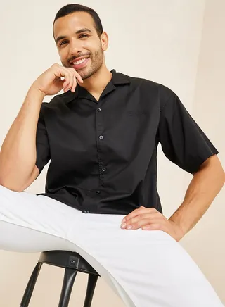 Embroidered Logo Bowling Shirt 
