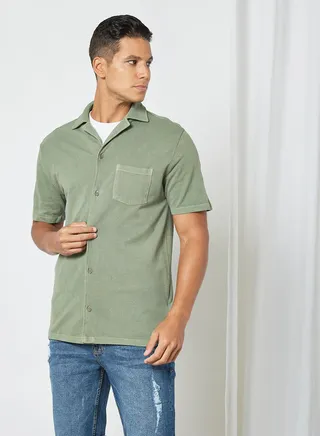 Basic Collared Shirt Green 