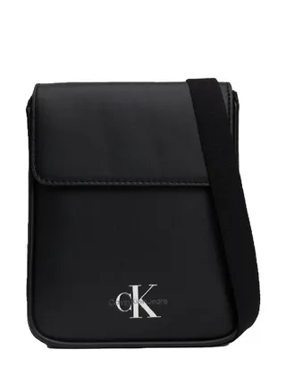 Unisex Crossbody Phone Bag -  smooth faux leather exterior , Black 
