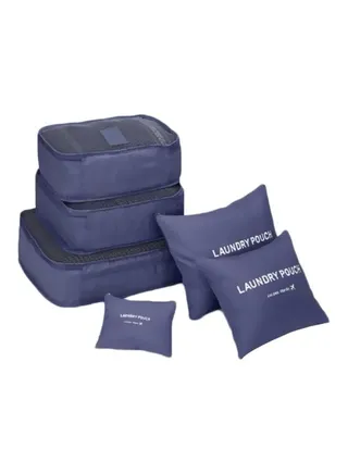 6-Piece Travel Pouch Set Blue 