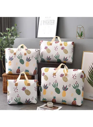 Quilt Storage Bag Finishing Bag Clothes Large Capacity Waterproof Moisture-proof Quilt Luggage Moving Bag-Pineapple50*45 
