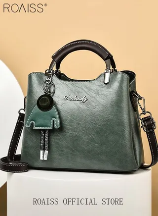 Retro Elegant Handbag Advanced Leather Unique Chic All-match Large Capacity One Shoulder Crossbody Messenger Bag for Women Mother Girl Friend Gift 