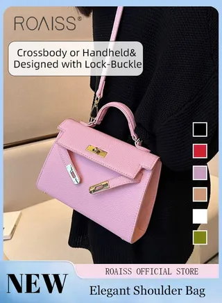 Retro Handle Satchel with Detachable Strap for Women Casual Shoulder Kelly Bag Ladies Crossbody Bags with Lock Closure 
