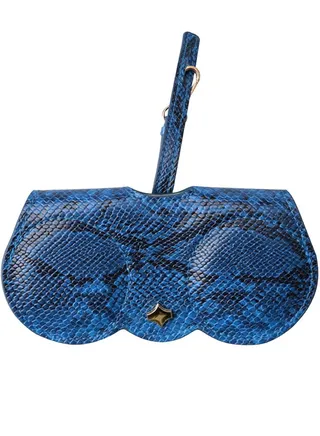 Artificial Printed Snakeskin PU Leather Protective Storage Sunglasses Bag Eyeglasses Clip Case 