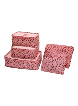 6-Piece Travel Organizer Bag Set Leopard 