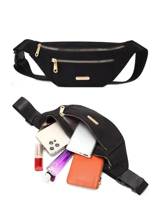 Light-weight Waist Pack Travel walking Hiking Crossbody Waist Bag for Women Pack Belt Bag Wallet Easy Carry Black 