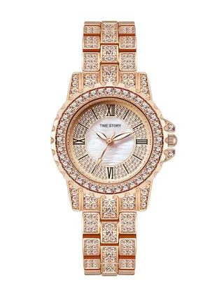 Women's Waterproof Diamond Quartz Watch Rose Gold 