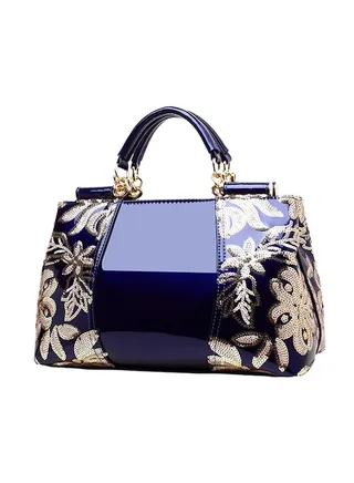Floral Print Crossbody Bag Blue 