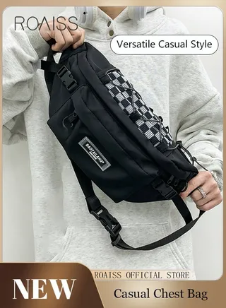 Men Crossbody Chest Bag Casual Waist Pack Large Capacity Practical and Durable Fashionable and Versatile Solid Color 