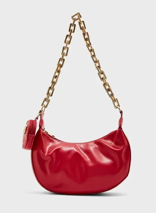 Shiny Slouchy Chain Strap Handbag