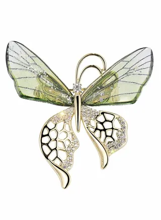 Women's Brooch Pin Crystal Rhinestone Butterfly Pins Vintage Green Brooches Jewelry Animal Shape Corsage Scarf Clip Women Girls 