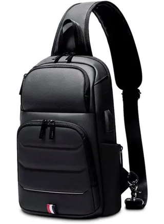 Chest Shoulder Messenger Waterproof USB Crossbody Bag For Tablet 7 Inch To 13 Inch - Black 