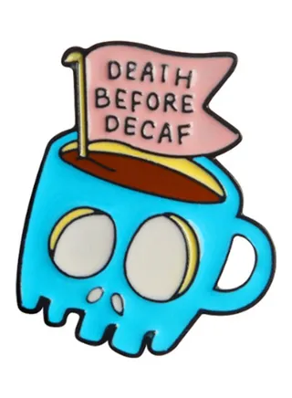 Skull Coffee Cup Design Brooch 