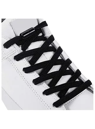 Elastic No Tie Shoe Laces For Adults, Kids, Elderly,System With Elastic Shoe Laces(1 Pair), 01-black, X-Large 