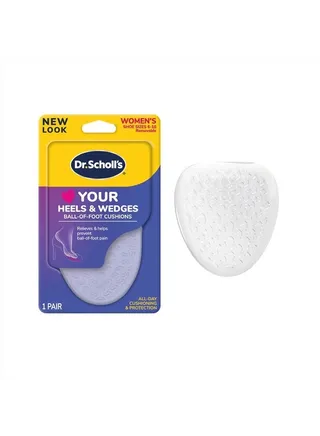 Love Your Heels & Wedges Ball of Foot Cushions, All-Day Comfort for High Heels, Relieve & Prevent Shoe Discomfort, No Sliding Stopper Pads, 1 Pair 