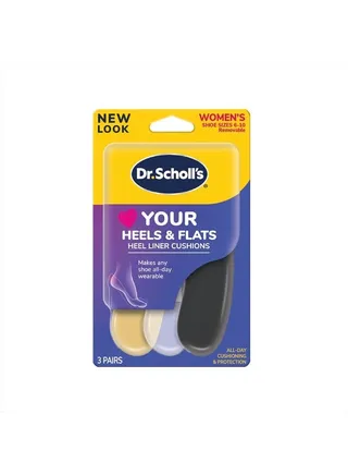 ® Love Your Heels & Flats Heel Liner Cushions, Helps Prevent Uncomfortable Shoe Rubbing at The Heel and Helps Prevent Shoe Slipping for Shoes That are Too Big, 3 Pair 