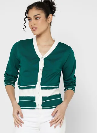 Ribbed Front Tie Sweater 
