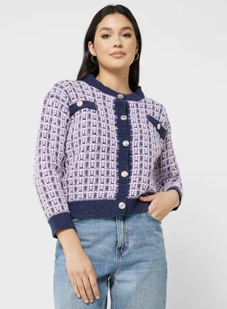 Color Check Cardigan