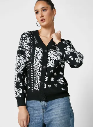 Paisley Intarsia Cardigan 