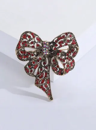Elegant Rhinestone Bow Brooch For Women 