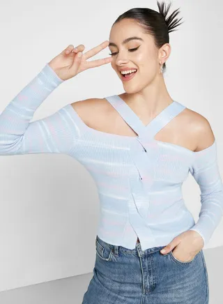 Cutout Detail Front Open Cardigan 