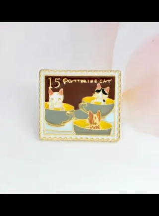 Cat Stamp Brooch Design 