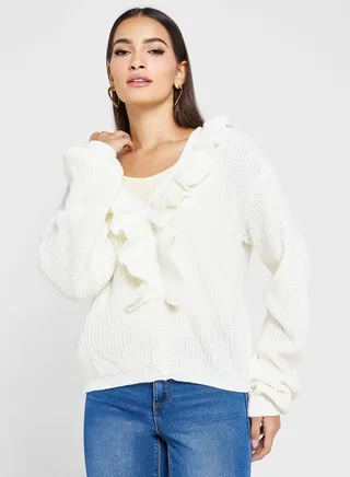 Ruffle Front Cardigan