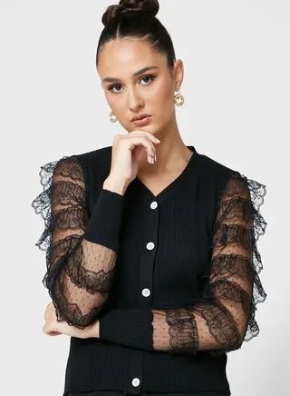 Lace Sleeve Detail Cardigan 