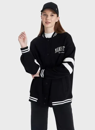 Regular Fit College Collar Bomber Cardigan 