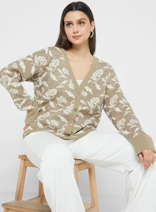 Floral Print Knitted Cardigan 